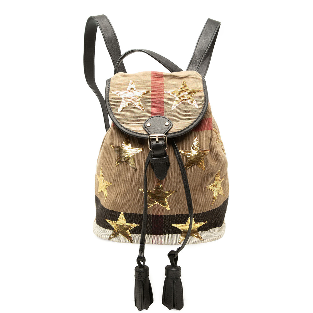 Pre-Loved Burberry Mega Check Canvas Star Sequin Backpack